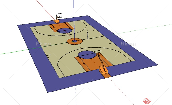 某园林景观篮球场设计su模型素材