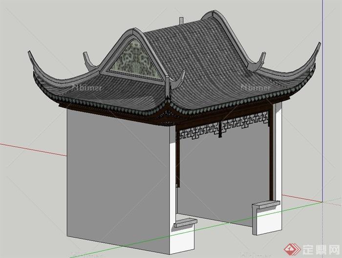 古典中式歇山亭设计su模型