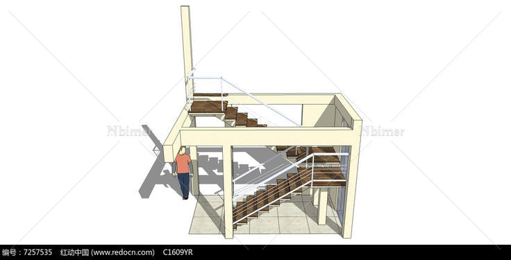 室内现代楼梯su模型