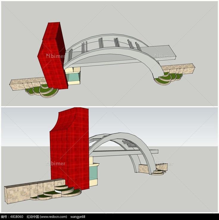拱形学校大门su模型