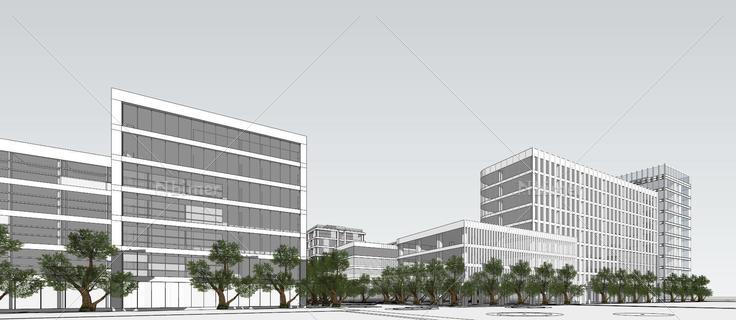 高新科技园办公楼模型(122461)su模型下载