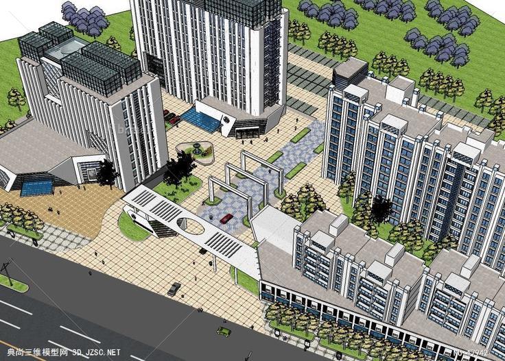 赣州厂区规划与建筑模型商业规划su模型3d