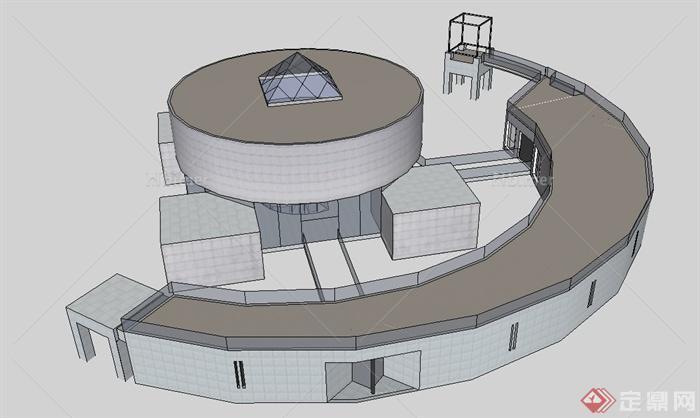 某地现代风格艺术馆美术馆建筑设计su模型