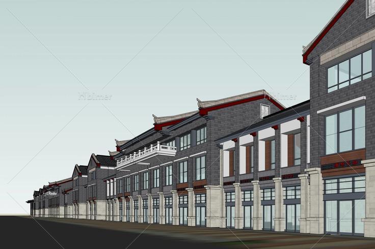 明清风格商业街(49469)su模型下载