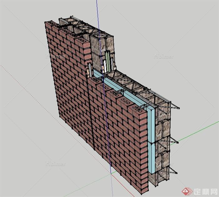某现代风格建筑墙体设计su模型[原创]