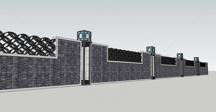 建筑构件-围墙(74138)su模型下载