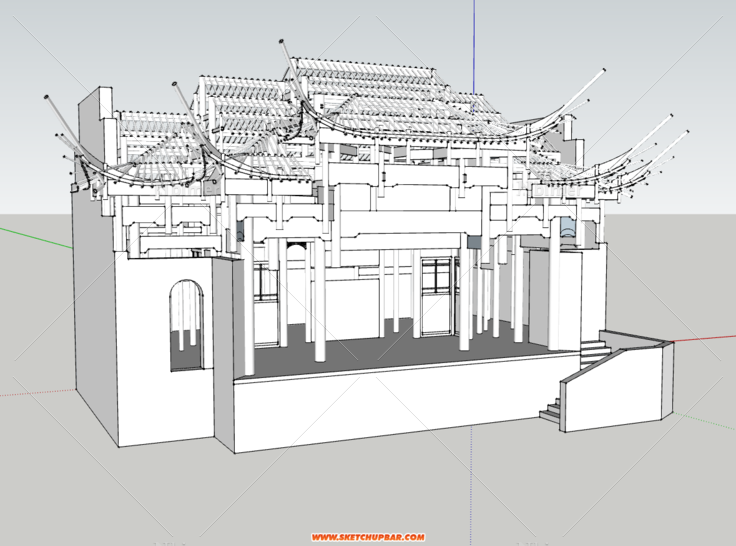 原创江西古戏台结构模型