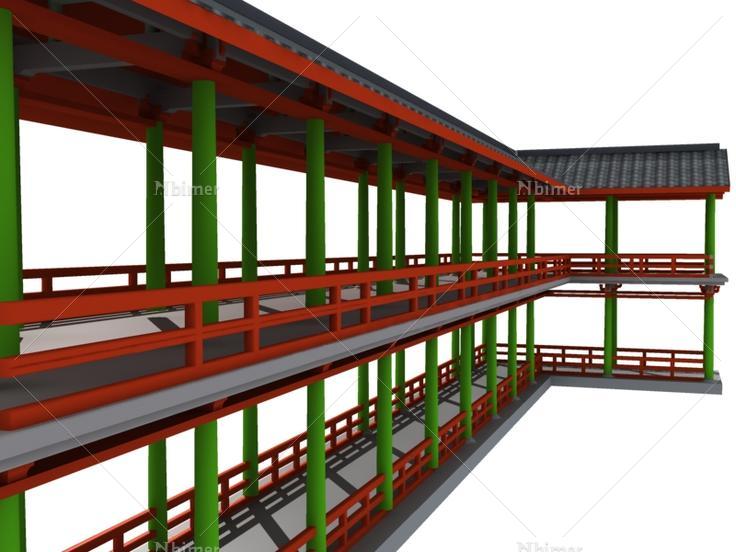 3dmax古建廊模型