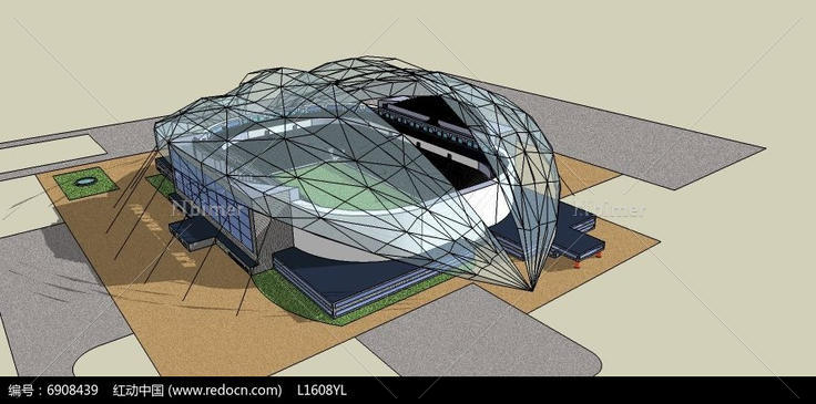 comsu模型,玻璃罩,草图大师模型,体育馆,体育中心,异形建筑,运动场