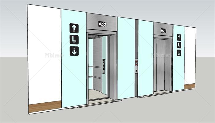 某现代商业电梯与小品设计su模型