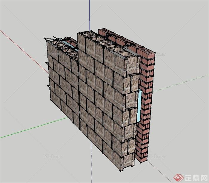 某现代风格建筑墙体设计su模型[原创]