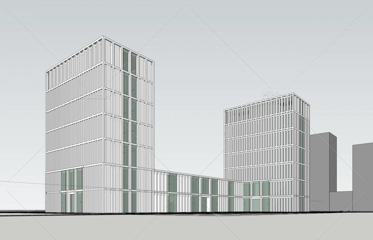 现代多层办公楼42005su模型下载