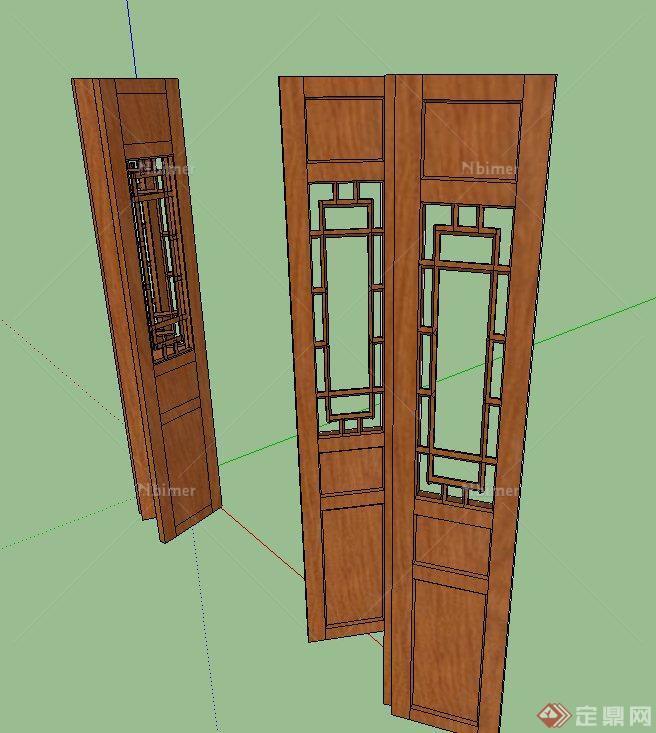 古典中式木质折叠门设计su模型