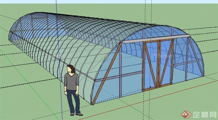 某现代拱形温室大棚建筑设计su模型