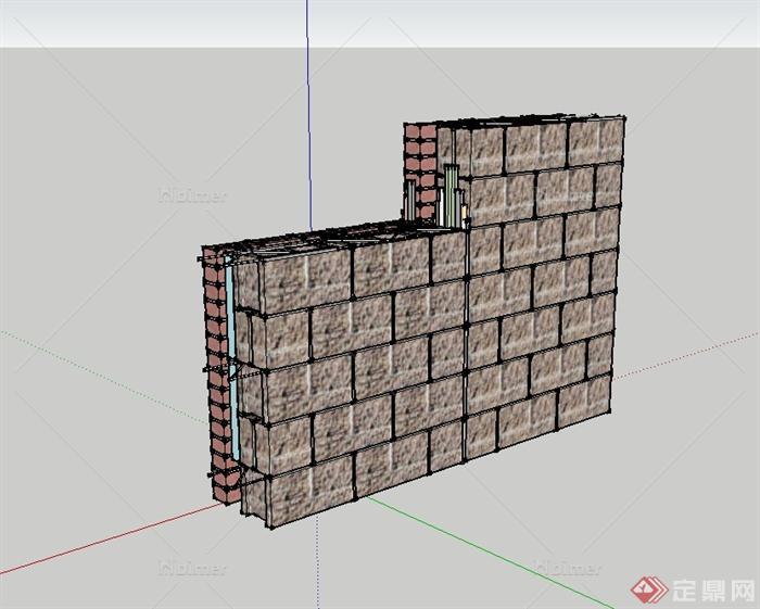 某现代风格建筑墙体设计su模型[原创]