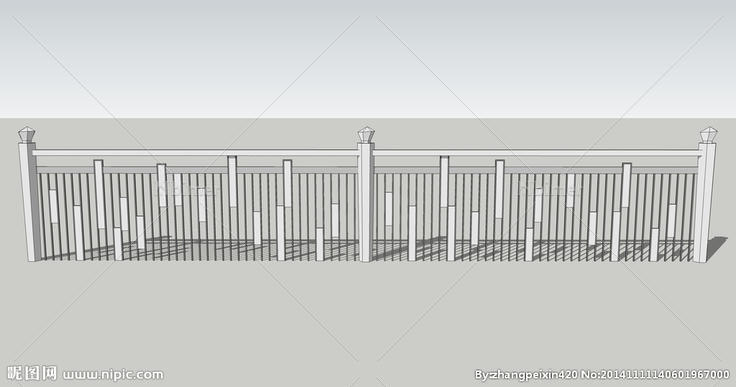 木质护栏 不锈钢护栏 桥栏 sketchup 3d模型,护栏设计素材,昵图网