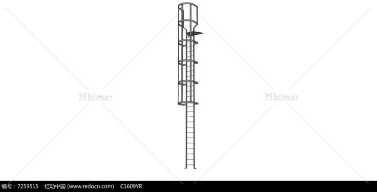 室外爬梯楼梯su模型
