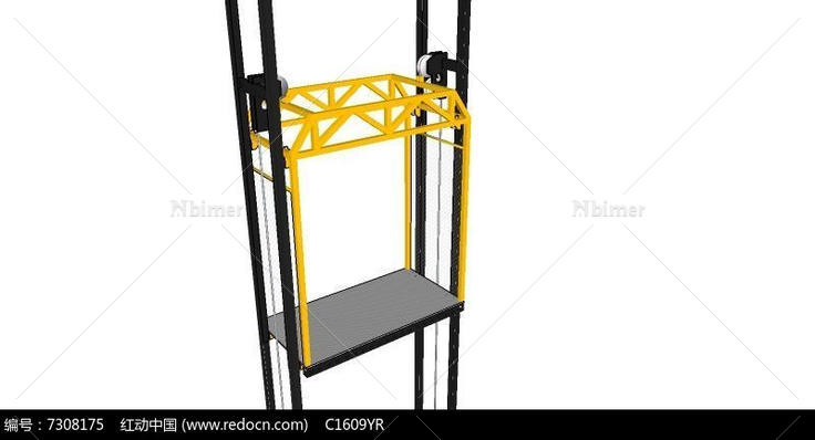 工业工地升降机电梯su模型