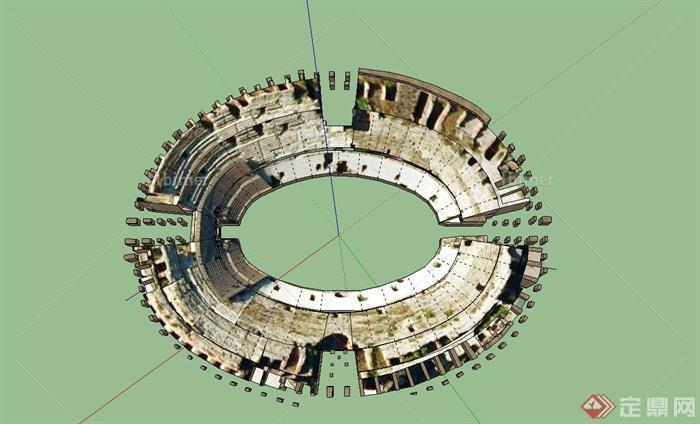 某欧式椭圆形搏斗场建筑设计su模型
