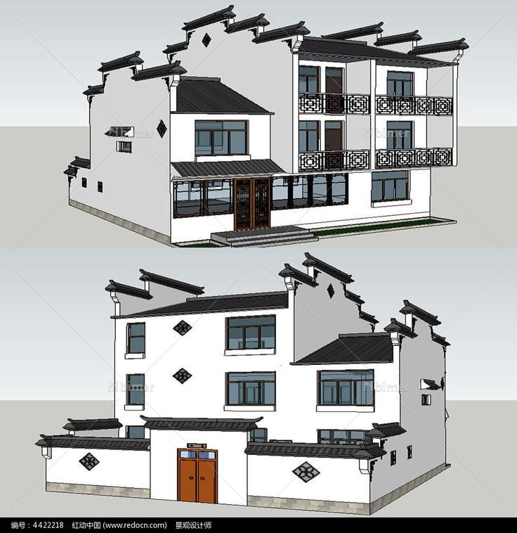 微派民居建筑景观su模型