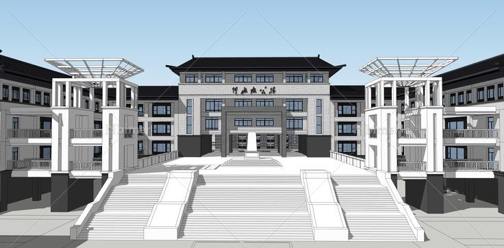 中式古建博物馆和行楼规划项目tchup模型