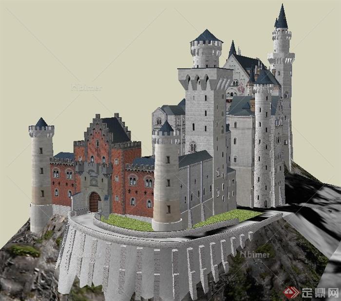 欧式风格灰姑娘城堡建筑设计su模型