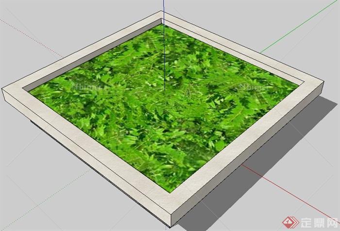 园林景观节点正方形种植池设计su模型原创