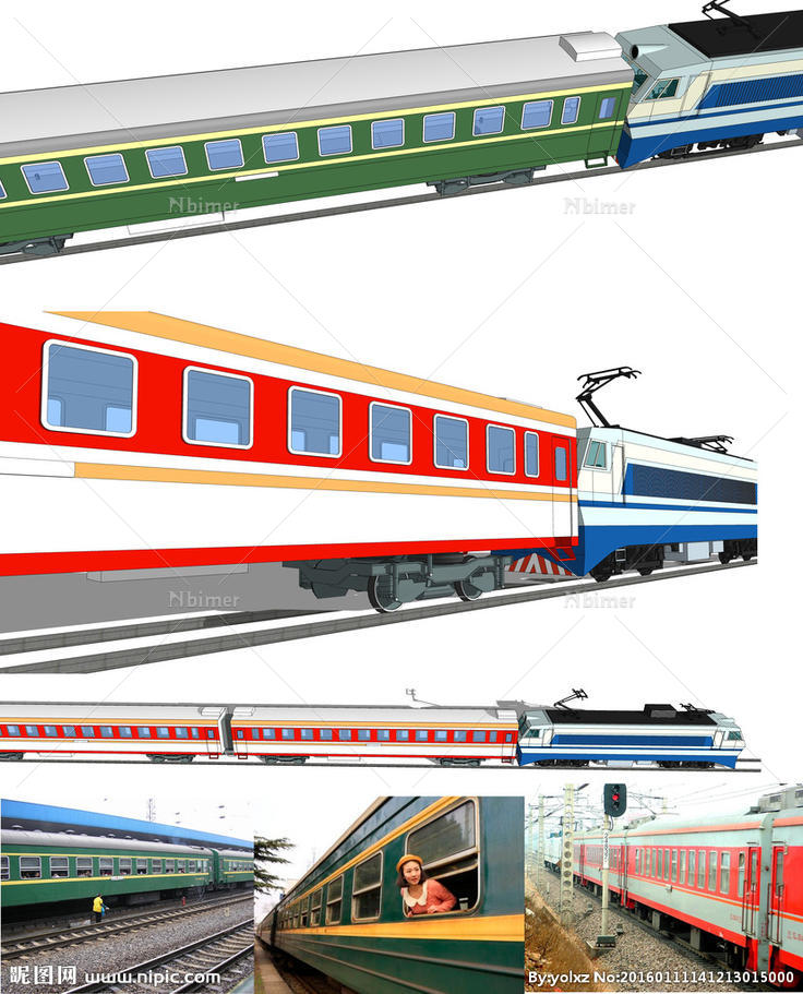 中铁铁路绿皮红皮火车列车模型图片
