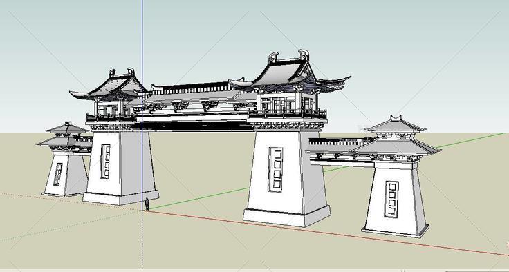 中式某古建汉阙建筑设计su模型定鼎园林其他门楼设计su模型定鼎园林其