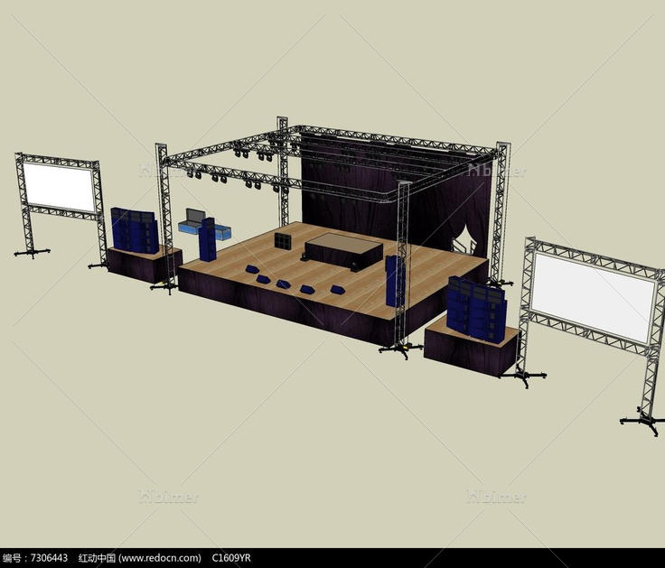 简易临时室外舞台su模型