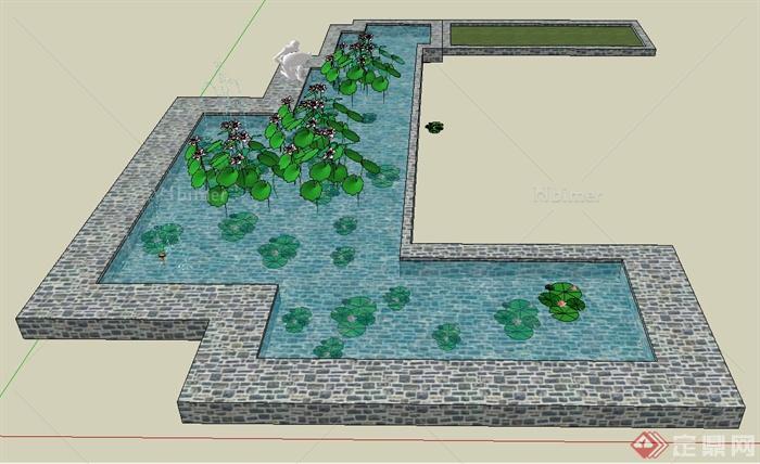 园林景观节点水池景观设计su模型