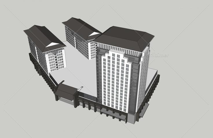 新中式高层办公楼(42077)su模型下载