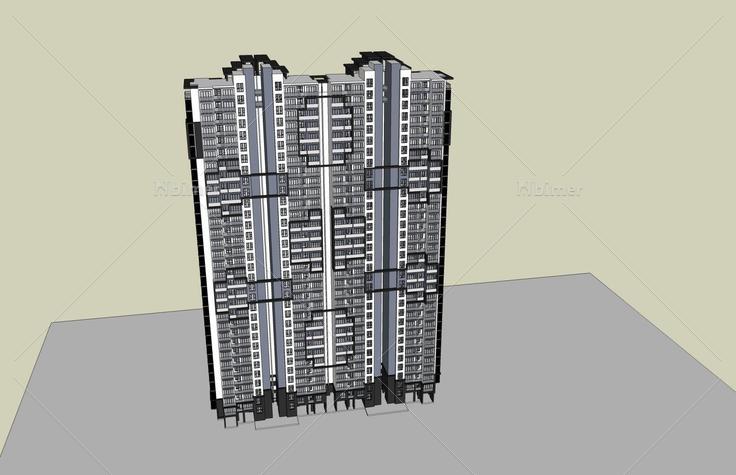 新中式高层住宅楼(53037)su模型下载