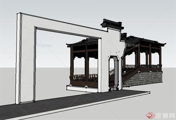 古典中式风格门廊设计单体模型原创
