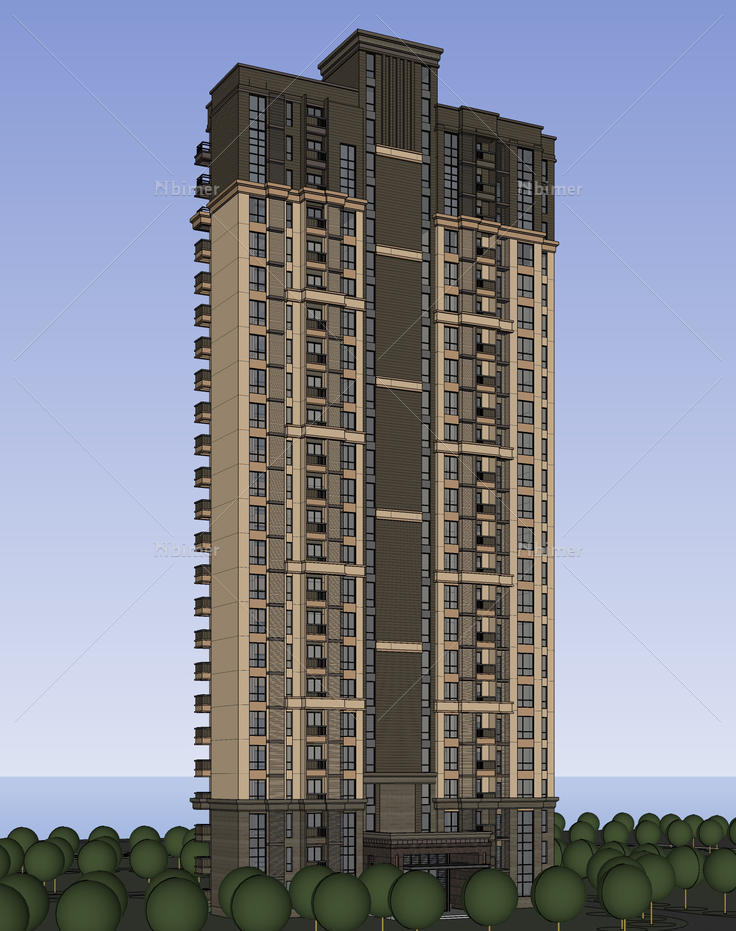 欧式新古典风格高层住宅区sketchup模型