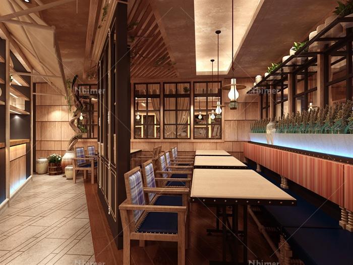 乡村风格餐厅室内装修设计3dmax模型 jpg效果图