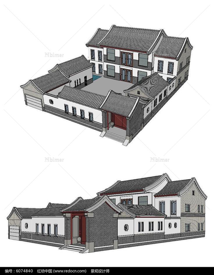 建筑模型,中式建筑模型,住宅小区su模型,民居su模型,高层住宅楼模型su