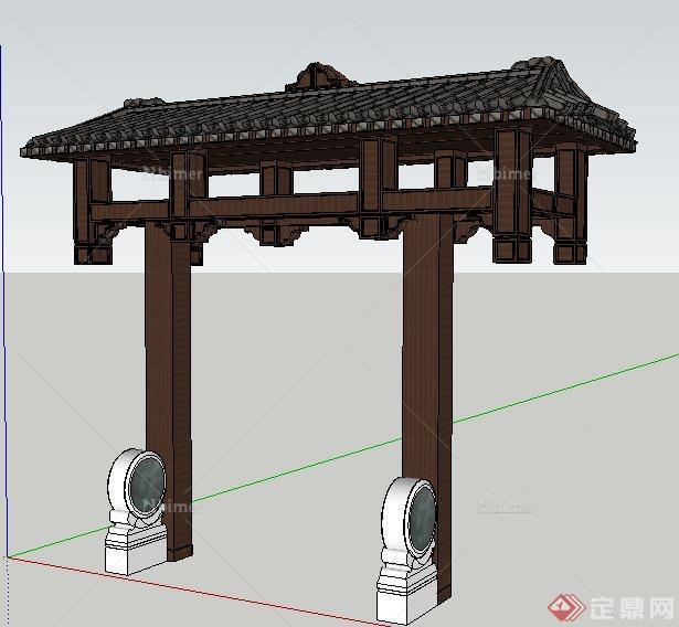 中式风格仿古门楼设计模型