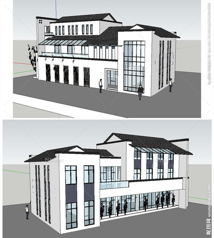 苏式别墅建筑草图大师su模型图片