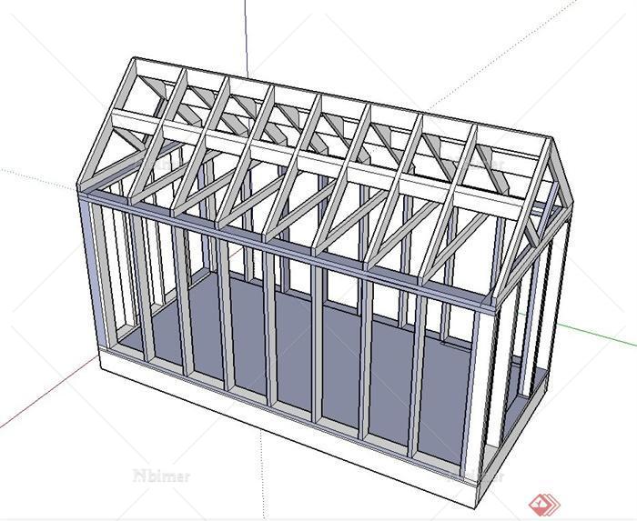 某阳光房框架建筑设计su模型