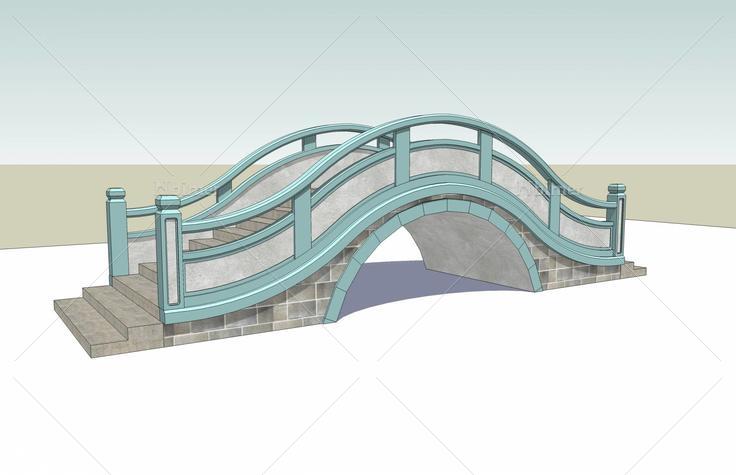园林景观石拱桥设计su模型定鼎园林其他一个中式石拱桥设计su模型定鼎