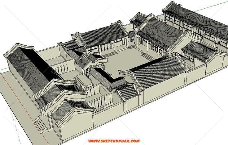 超级经典非常精细的北京四合院模型,中国建筑文