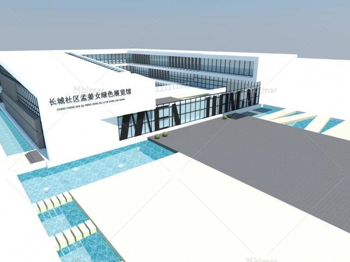 展览馆建筑设计方案带sketchup模型分享带截图预