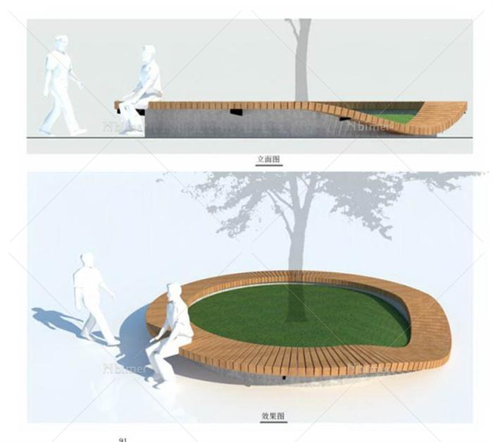9个坐凳树池花坛su精致设计模型原创