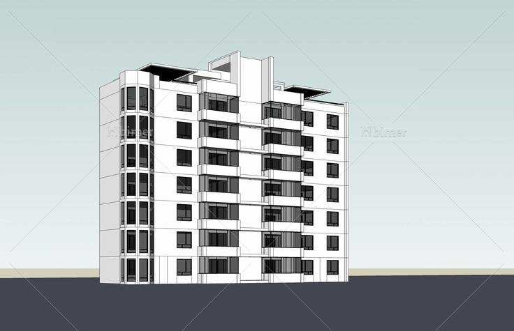现代多层住宅楼(47332)su模型下载