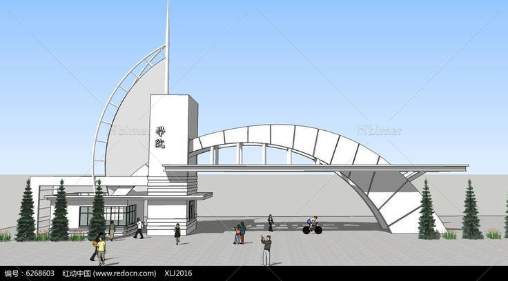 comsu模型,异形拱门,弧形大门,异形大厦建筑效果图,几何形大门0