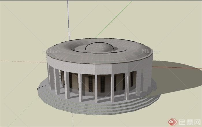 某欧式圆形礼堂建筑设计su模型
