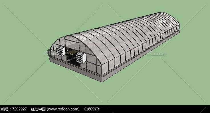 单个塑料大棚温室su模型