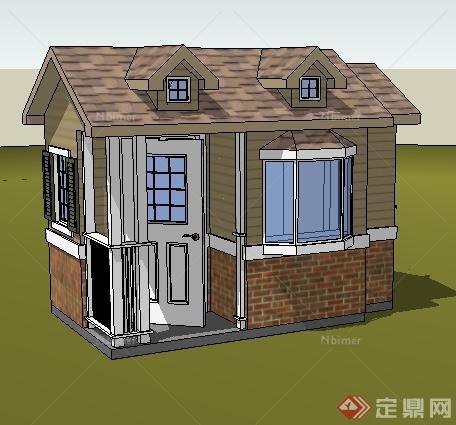 某现代风格门卫室保卫室建筑设计su模型