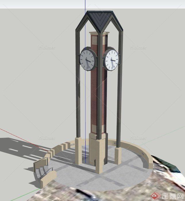 特色钟楼建筑设计su模型